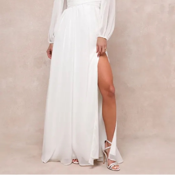 Lulus Enchant My Love White V-neck Long Sleeve Maxi Dress - Size XL - Picture 2 of 3